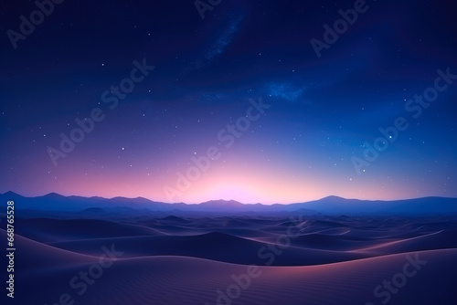 Infinite Tranquility: Sunrise Over Endless Desert Dunes © Andrii 