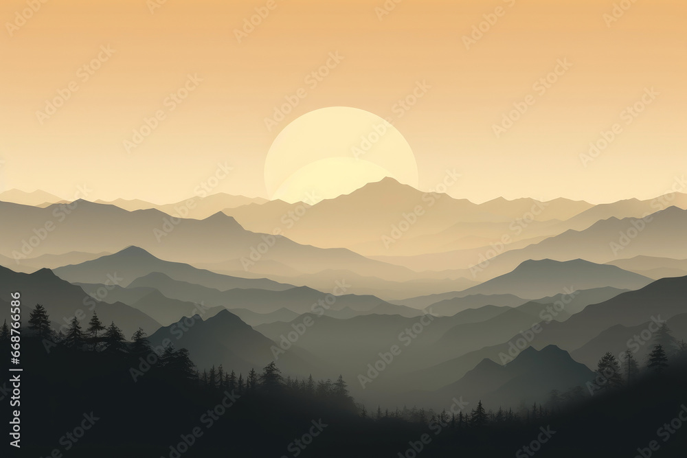 Majestic Mountain Sunset Silhouettes