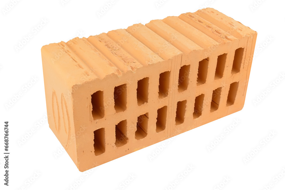 interior brick for construction close-up on a white background, great detail interior brick for construction close-up on a white background, great detail