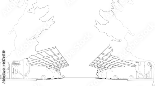 3D illustration of parking lot