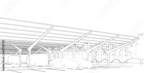3D illustration of parking lot