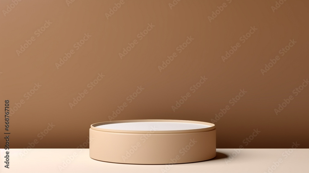 3D rendering of brown product background for cream cosmetics Modern silver podium background 3D rendering of brown product background for cream cosmetics Modern silver podium background