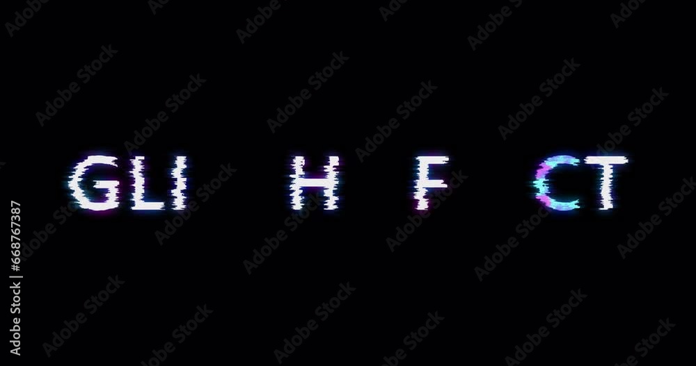Glitch effect text animation on black background alpha channel 4K UHD ...