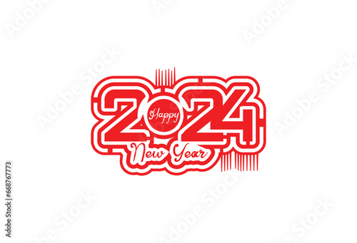 Happy new year 2024 logo and icon design template