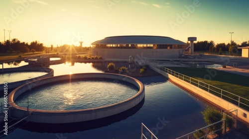 A water treatment plant or Sewage treatment plant. © tong2530