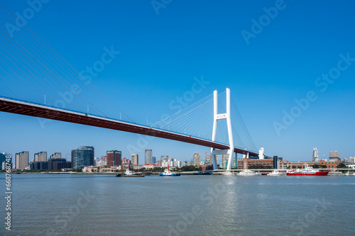 Nanpu Bridge on the Huangpu River in Shanghai, China