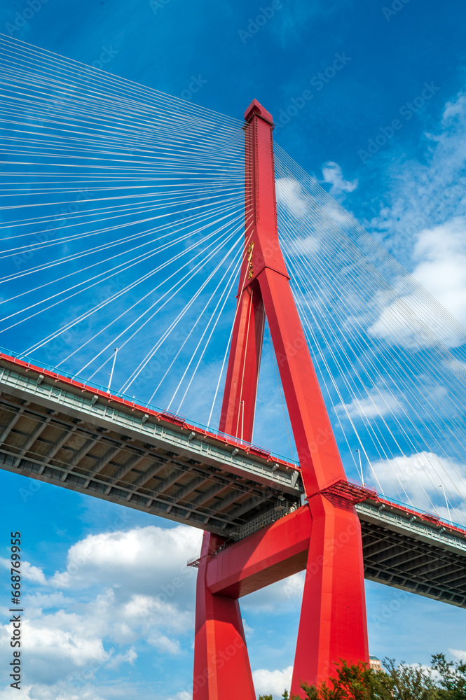 Obraz premium cable bridge over the river