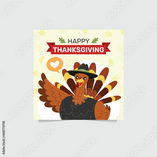 happy thanksgiving social media post, perfect for poster, cover and other digital needed