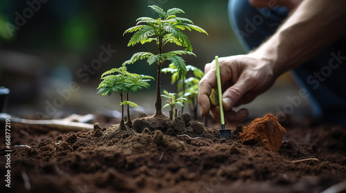 Planting and growing a hemp plant, cannabis legalization, small hemp plants cultivation | Generative AI