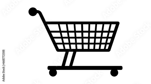 Shopping cart, gurney in supermarket isolated flat web mobile icon. Vector graphic illustration. Logotype, logo