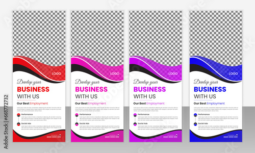 Creative business agency roll up banner design or pull up banner template.