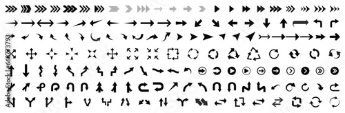 Arrows icons set, collection of simple flat vector pointer arrow signs illustration design photo