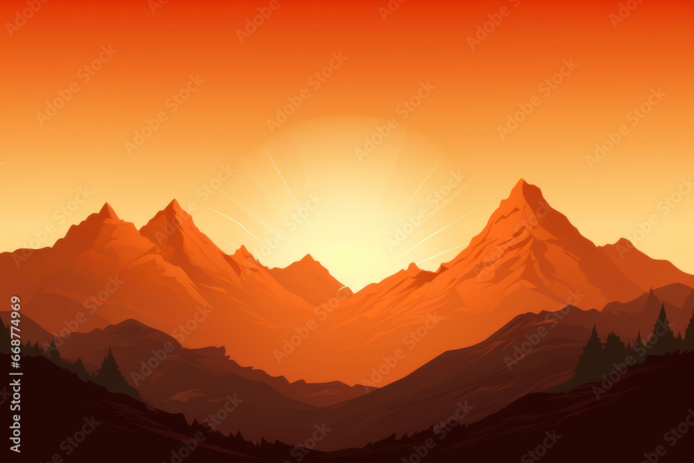 Golden Hour Over the Mountain Peaks