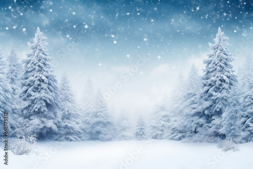 Mystical Snowy Forest Landscape © AIproduction