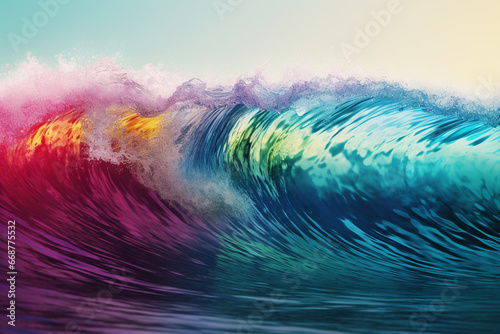 Rainbow wave on white background, 3d render. Computer digital drawing.