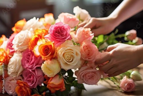 Exquisite roses arranged with care in close-up view.