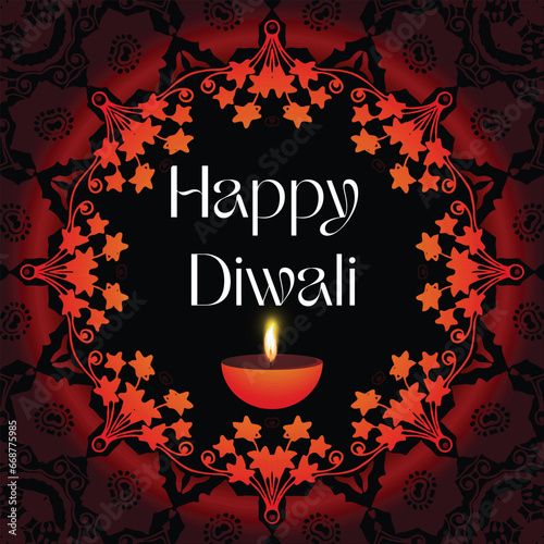 Indian festival Happy Diwali with Diwali props, holiday Background, Diwali celebration greeting card, vector illustration design.
