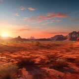 Desert sunset panorama: vast and breathtaking.