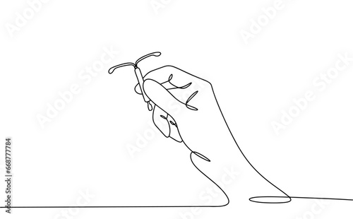 Intrauterine device. Hand. One line