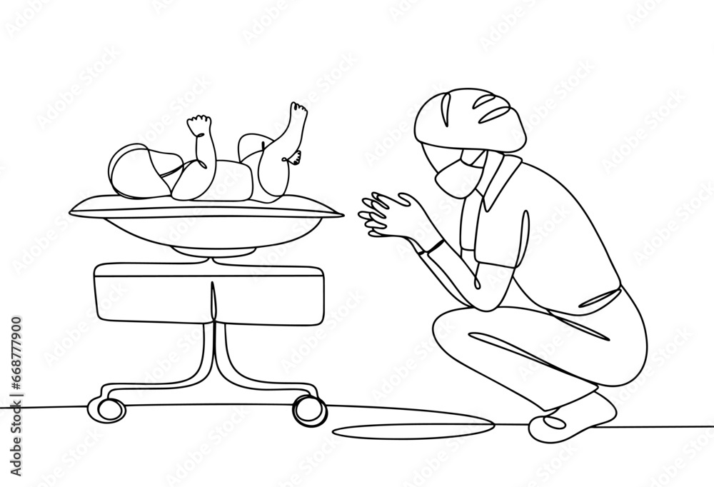 Neonatologist. Newborn. One line