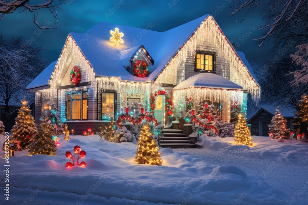 Festive Home Illumination during Christmas.