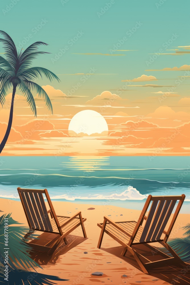 Obraz premium Beachy Poster Backdrop: Coastal Scenery sans Text