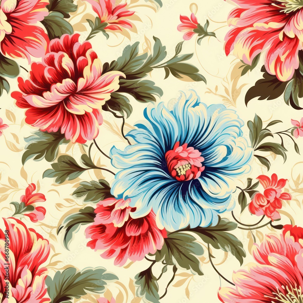 Seamless Floral Tablecloth Pattern.
