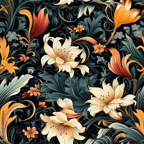 Seamless Floral Table Runner Pattern - Perfectly Repeating Design