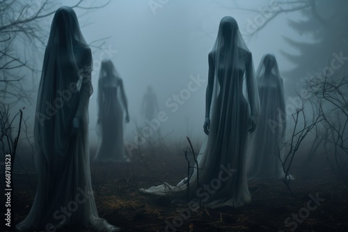 Ghostly Figures Emerge in Eerie Graveyard