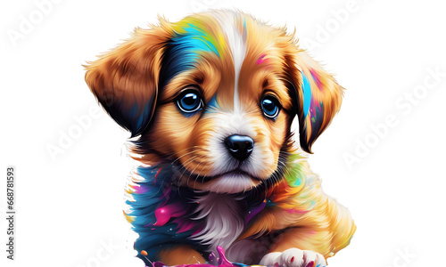 Splash Art, Cute Puppy Made of Liquid Colours (PNG 12000x7200)