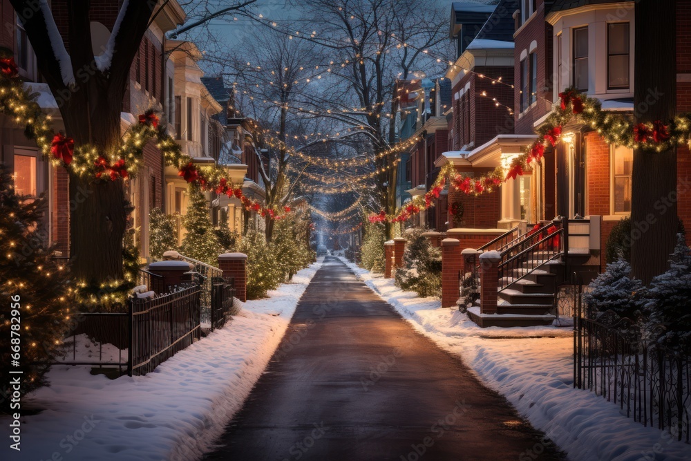 Festive Lights Illuminate Neighborhood Streets