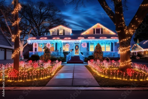 Festive Illumination in Neighborhood Homes