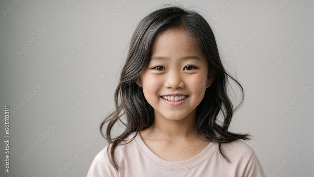 Young asian girl smiling with plain white background Young asian girl smiling with plain white background