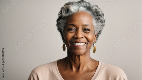  Mature black woman with plain white background 