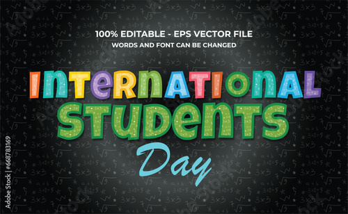 international student day text effect editable