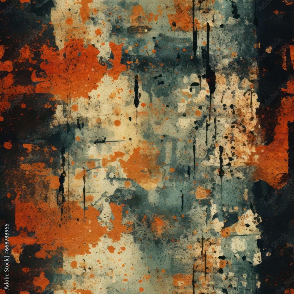 Vintage Film Posters with Rust Texture Pattern - Seamless & Tilable.