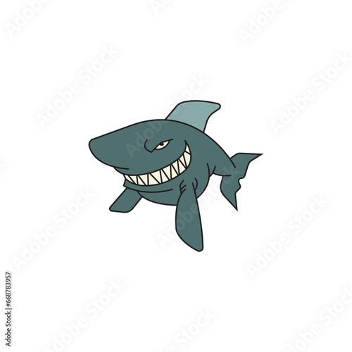 angry shark illustration