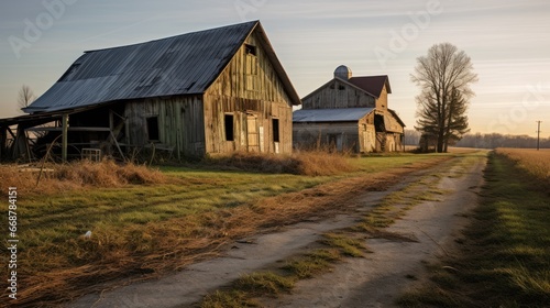 Farm & Barn in Rural Landscape