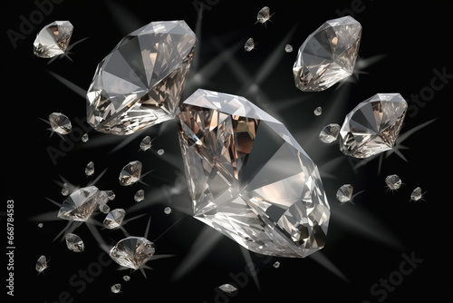 diamonds isolated on transparent background generative ai