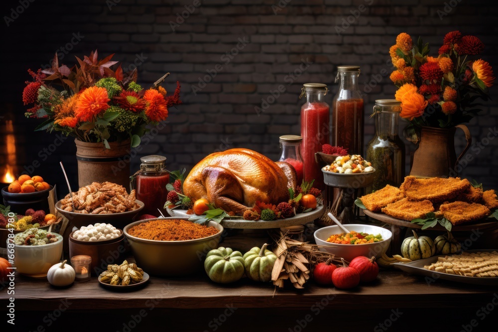 Delicious Thanksgiving Feast Table