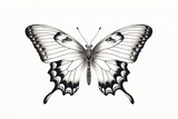 Butterfly Engraving-Style Illustration on White - Vintage Touch!