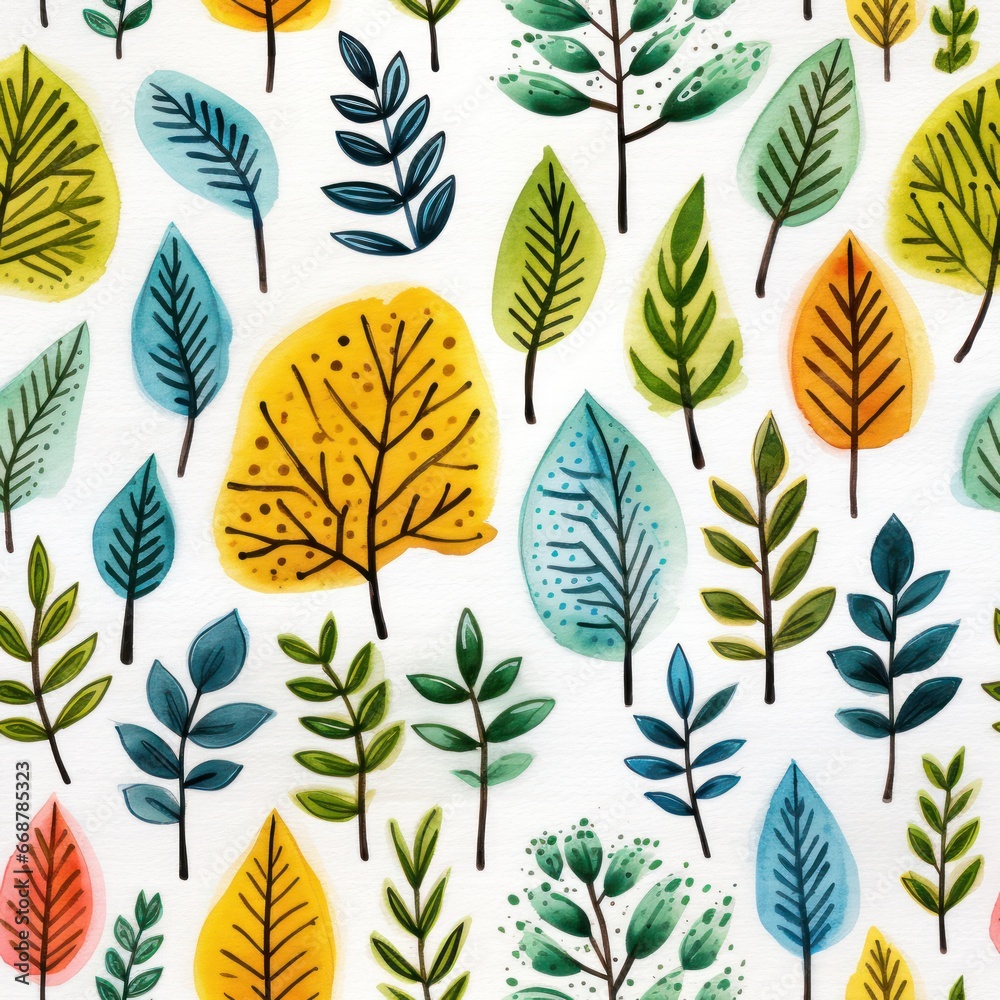 Obraz premium Seamless Watercolor Pattern: Ideal for Nature Journal's Texture
