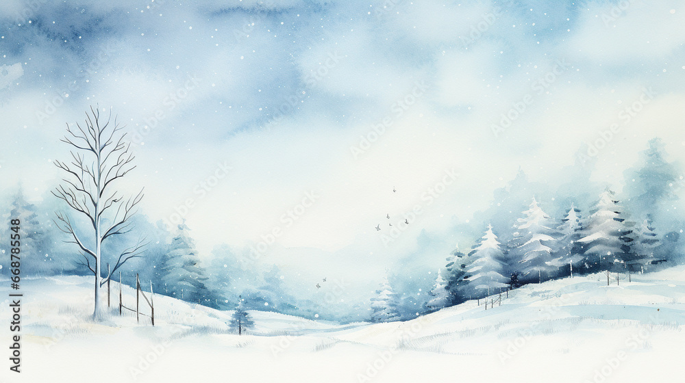 Winter wonderland, minimal detail, background watercolor Winter wonderland, minimal detail, background watercolor