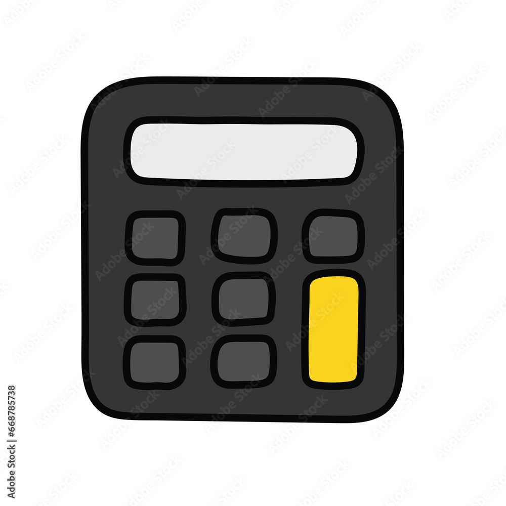 A hand-drawn cartoon calculator on a white background. A hand-drawn cartoon calculator on a white background.