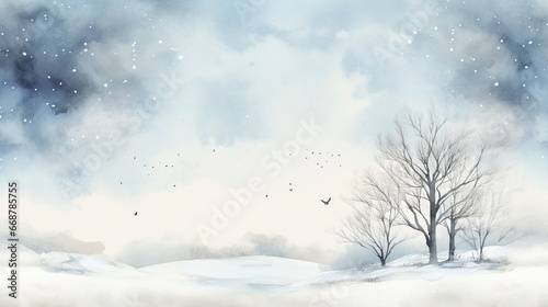 Winter wonderland, minimal detail, background watercolor © Ricardo Costa