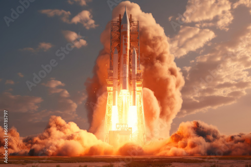 Gigantic rocket launch, hyper-realistic,generative ai photo
