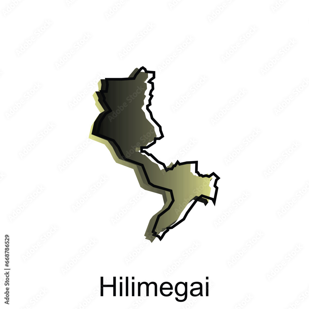 map City of Hilimegai design template, vector symbol, sign, outline illustration.