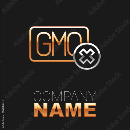 Line No GMO icon isolated on black background. Genetically modified organism acronym. Dna food modification. Colorful outline concept. Vector