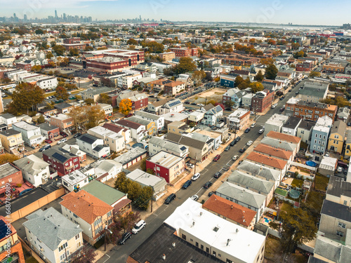 Aerial Drone of Bayonne Real Estate in NJ  © Jin