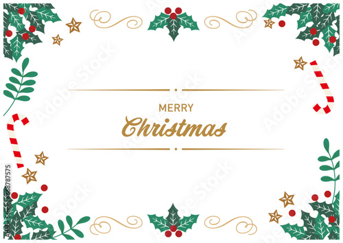 クリスマスヒイラギのフレーム北欧風